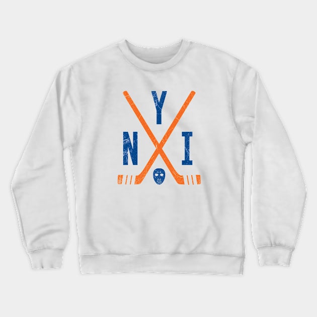 NYI Retro Sticks - White Crewneck Sweatshirt by KFig21